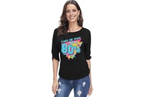 HOHOLOLO T-shirts de fête pour femmes années 80 « I Love 80s Sexy One Shoulder » Manches courtes Haut d'été décontracté Chemisier Hauts