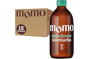 12 x Fresh 330ml Bottles MOMO Kombucha Drink Organic - Kombucha Tea Probiotic Drink - Elderflower