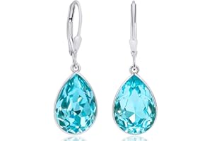 Ohrringe Marken Kristalle 925 Silber Tropfen kurze Ohrhänger Klappverschluss NOBEL SCHMUCK