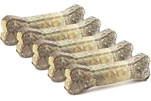DOGBOSS Huesos masticables Ingredientes 100% Naturales, Diferentes tamaños y sabores (5 Huesos con Bacalao, 17 cm)