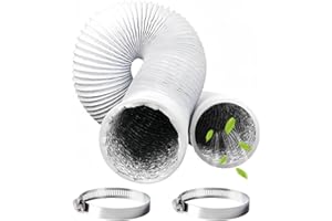 TANNEST Abluftschlauch 100mm, PVC Flexibler Lüftungsschlauch Abluftrohr Lange 3M, mit 2 Edelstahl Schlauchschellen, verwendet für Klimaanlagen, Wäschetrockner, Abzugshaube Trockner Schlauch (3M)