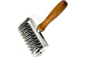 RUNQIN OUTDOOR Dough Lattice Pastry Roller Cutter Baking Tool, Stainless Steel Puff Pastry Crimpers Lattice Roller Cutter with Wood Handle, Household Time-Saver, for Cookie/Bread/Pie Pastry Crust/Cake/Pizza/Biscuits