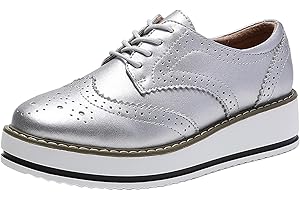 DADAWEN Brogues Femmes /­Chaussures de Ville à Lacets Derbies Baskets Cuir Plateforme
