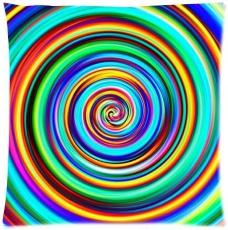 Square Throw Pillow Case Decorative Cushion Cover/Case Zippered Pillowcase With Colorful Psychedelic Trippy Swirl Art 18 X 18 Inch(Twin Sides)