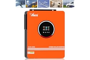 Anern 4200W Inversor Solar Hibrido 24VDC A 220-230VCA Sin Red Voltaje de Entrada PV Máx.500V Incorporada MPPT Controlador Solar 120A Funciona con Baterías de Plomo y Ácido de Litio de 24V