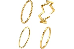 Silvora Damski zestaw pierścionków do układania w stos ze srebra wysokiej próby delikatne pierścionki zestaw biżuteria dla nastolatek e Srebro o próbie 925, regulowany, colore: Złoty, cod. VR19251K-EUS