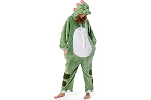 OLAOLA Erwachsene Dinosaurier Einteiler Tier Pyjama Flanell Homewear Nachtwäsche Halloween Cosplay Kostüm Overall für Frauen Herren