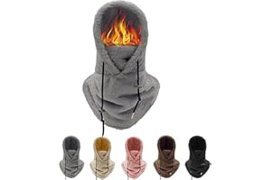 Vacclo Warm Sherpa Hood Ski Mask - Sherpa Hood Ski Mask - Adjustable Windproof Balaclava Scarf for Women and Men in Cold Weather - Perfect for Skiing, Riding, and Cycling