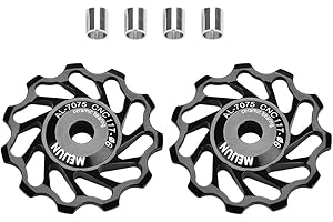 DILWE Poulie de dérailleur arrière, 1 paire de roues jockey en céramique de qualité pour vélo de route, rouleau de dérailleur arrière avec trous d'installation, tubes adaptateurs