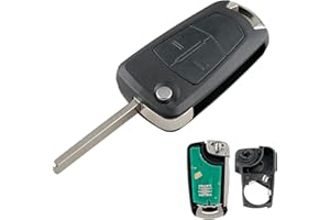 Heart Horse Carcasa Mando Llave del Coche 2 Botones para Opel Vauxhall Astra Zafira Vectra Corsa Plegable Funda de Remoto Llave de Coche con 433Mhz PCF7941 Chip, Batería y Hoja (Valeo Sistema)