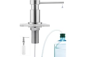 Sofetiy Dispensador Jabon Cocina Bajo Encimera, Dosificador Jabon Cocina Duradero con Tuercas de Acero INOX 304(sin Plástico), Botella de 300 ml y Tubo Silicona de Extensión de 1,25 m, Cepillado