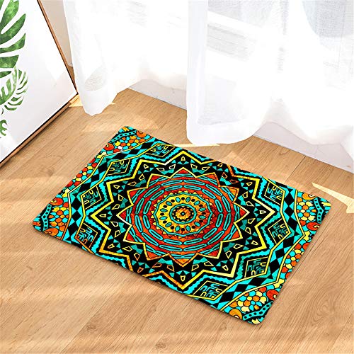 Preisvergleich Produktbild LYJZH Badematte Badezimmer Teppich Rutschfester Badematten Einzeln Badteppich Waschbar Flanellmatte Mandala Saugmatte Farbe2 50 * 80cm