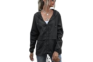 SotRong Chaqueta impermeable ligera y plegable para mujer, rompevientos para ciclismo al aire libre, chaqueta con cremallera con capucha, de secado rápido, impermeable a prueba de ducha