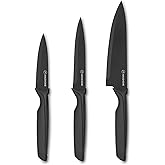 AMUSHOME Kitchen Knife Set of 3 | Stainless Steel Blade Kitchen Knife with Ergonomic Handle Include Paring, Utility and Chef 