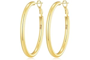 MOROTOLE Argento Sterling Post Orecchini a cerchio spessi per le donne - 14k cerchi placcati oro leggero ipoallergenico tubo cavo Chunky Orecchini a cerchio oro e argento 30mm/40mm/50mm