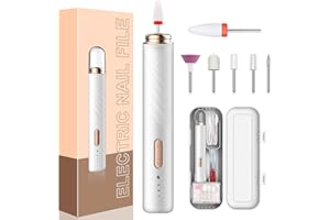 HIYAA Nagelfräser Maniküre Set Elektrische Nagelfeile, Fräser für gelnägel Pediküre set Fußpflege Elektrisch USB Wiederaufladbare Nail Drill für Anfänger, Pediküre Set- Weiß