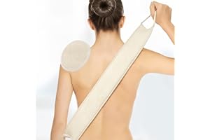 EMLSTYLE Loofahs Exfoliating Loofah Back Scrubber for Shower, Double Side Scrubbing Strap Body Bath Sponge with a Loofahs pad