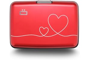 ÖGON -DESIGNS- Porte-Cartes en Aluminium avec Fermoir en métal, Protection RFID Contre la fraude et la démagnétisation, Portefeuille Compact, modèle Smart Case Stockholm (Gravure Love)