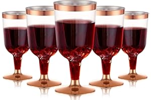 LATERN 30 Pièces Verres à Vin en Plastique, 170ml Verres à Dégustation de Vin en Or Rose Tasses à Vin de Fête à Tige Réutilisables pour Boissons Whisky Champagne Bière Cocktail Martini (13,4 x 6,5cm)