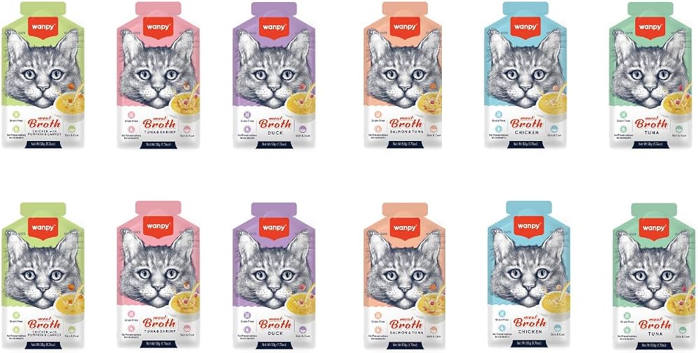 Wanpy Karışık Aromalı Kedi Çorbası (50GR X 12 Adet) Sıvı Kedi Ödülü