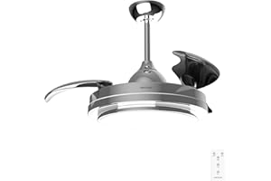 Cecotec Ventilateur de Plafond avec Lumière LED Energysilence Aero 4300 Invisible Double Metal. 35W, 6 Vitesses, Pales Rétractables, Double Lumière, Télécommande, Minuteur, Lumière Réglable