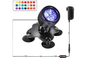 YOUDING Underwater Pond Lights, IP68 Waterproof Color Changing Spotlights with Remote Control, LED Underwater Fountain Lights Submersible Lights 360 Degree Rotating Memory Dim Adjustable Spot Light