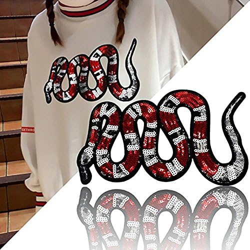 Livedeal 4PCS/Pack Sequins Sew On Patches Clothing Bag DIY Patch Embroidery Patches Applique Snake