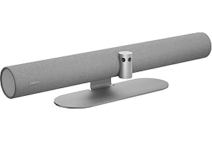 Jabra PanaCast 50 Barra de vídeo panorámico 4K, Cámara de videoconferencia para salas pequeñas y medianas, Campo de visión de 180° y 8 micrófonos, Conector UE, Gris