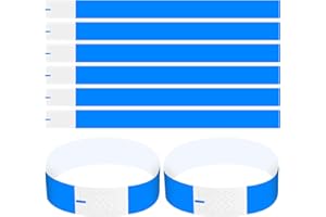 PTJJXA 100 Pack Wristbands 3/4 inch, Event Wristbands Multicolour with Adhesive Closure, Event Bracelets Party Wrist Band, Paper ID Wristband for Club Festival Waterparks Security, Blue