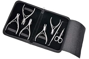 RHEIN INSTRUMENTE Nail Nippers Podiatry Instruments Set Special 7 Pieces Especially for Deeply Ingrown Nails 2 x Nail Nippers + 2 x Fine Corner Pliers Tower Tip + Cuticle Scissors + Cuticle Nipper + Nail Cleaner
