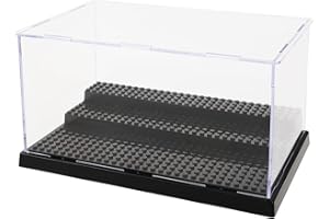 PetHot 2pcs Acrylic Display Case 3-Level 25.5x15.3x13.9CM Removable Shelves Perspex Dustproof Minifigure Display Case Toys Model Box Hold Up to 30 for Lego Lovers Car Model