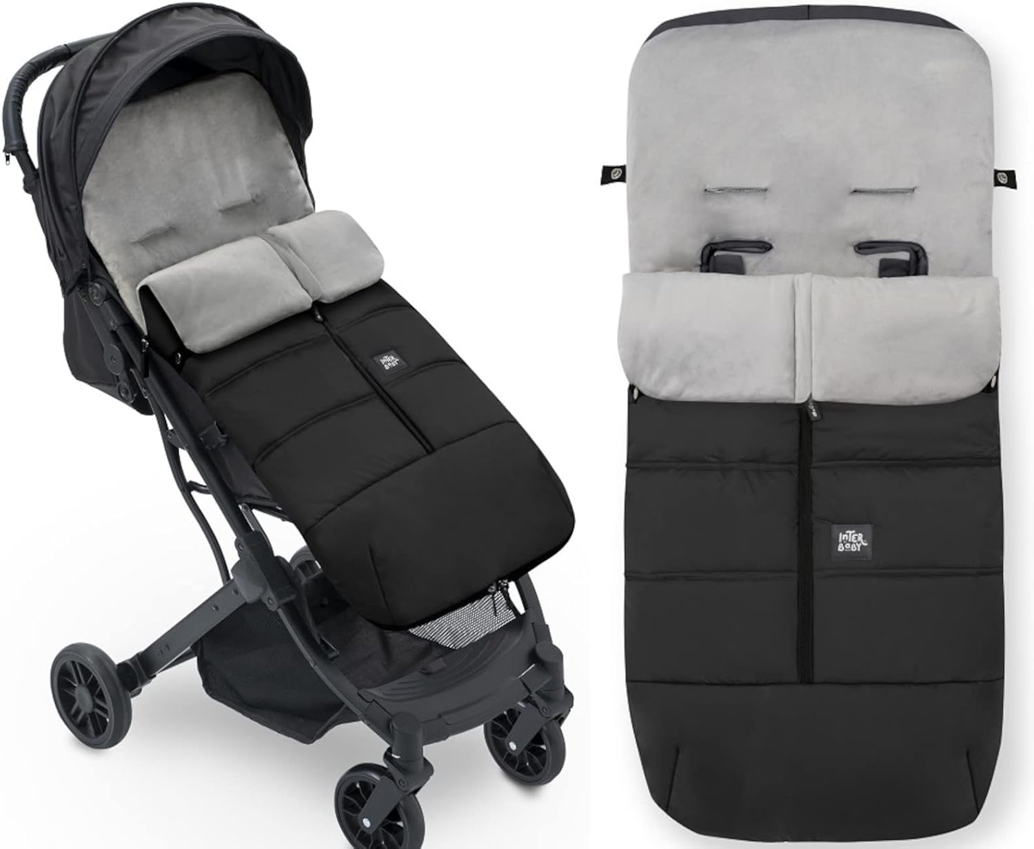 Saco Silla Paseo Universal, Saco Invierno Silla Paseo Universal, Desmontable con Cremallera, Cabezal Ajustable,Impermeable y Transpirable, fácil de Limpiar, Unisex (Liso Negro)