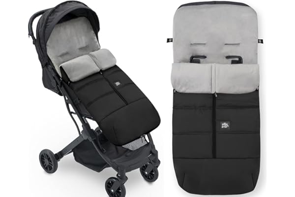 mibebestore Saco Silla Paseo Universal, Saco Invierno Silla Paseo Universal, Desmontable con Cremallera, Cabezal Ajustable,Impermeable y Transpirable, fácil de Limpiar, Unisex (Liso Negro)