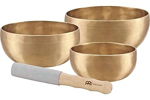 Sonic Energy Universal Singing Bowls – 3-częściowy zestaw misek dźwiękowych do medytacji – w zestawie: 3 miski, 1 młotek, materiałowe etui, filcowe pierścienie (SB-U-1950)