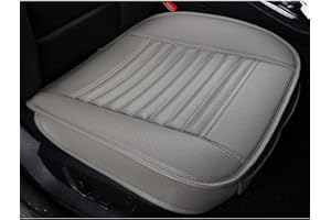 LUOLLOVE Coprisedili Universale Auto Pelle per Sedile Anteriori Senza Schienale,Super Traspirante Carbone di bambù,20.8 * 20.1 '' (2-Pezzi,Grigio)