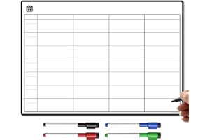 The Magnet Shop A4 / A3 Magnetic Weekly Planner and Organiser – Fully Customisable Whiteboard for Family or Business Tasks and Meal Planning - with 4 Free Magnetic Dry Wipe Pen (Custom White, A3)