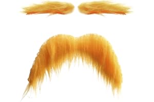 Baoqifong Yellow Mustache and Eyebrows, Fake Mustache and Eyebrows, Yellow Mustache and Eyebrows Cosplay Costume Accessories for Halloween Party Favors Cosplay Costume
