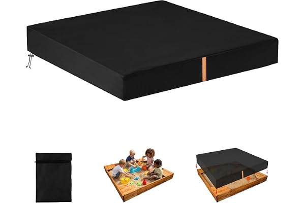 AOOWU Barnsandlåda, 210D Oxford-skyddskåpa med dragsko och reflekterande remsor, vattentätt sandlåda överdrag för sandlåda, spelstaket och sandlåda (200 x 200 x 20 cm)