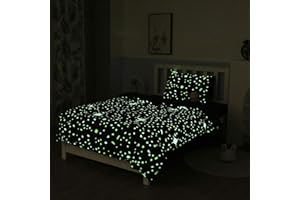 Loussiesd Kinder Sterne Motiv Bettwäsche Set 135x200 cm Glow in The Dark Mädchen Jungen Sterne Universum Bettbezug Set Sternenklarer Himmel leuchtet im Dunklen Weich Mikrofaser