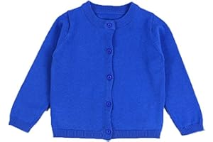 FAIRYRAIN Little Girls Cute Crew Neck Button-Down Solid Fine Knit Cardigan Sweaters