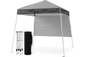 FANTASK Carpa de jardín, Altura Ajustable, con Pared Lateral y Gancho para el Suelo, Impermeable y protección Solar, 2 x 2 m, cenador Plegable con Bolsa para jardín y Fiestas (Gris)