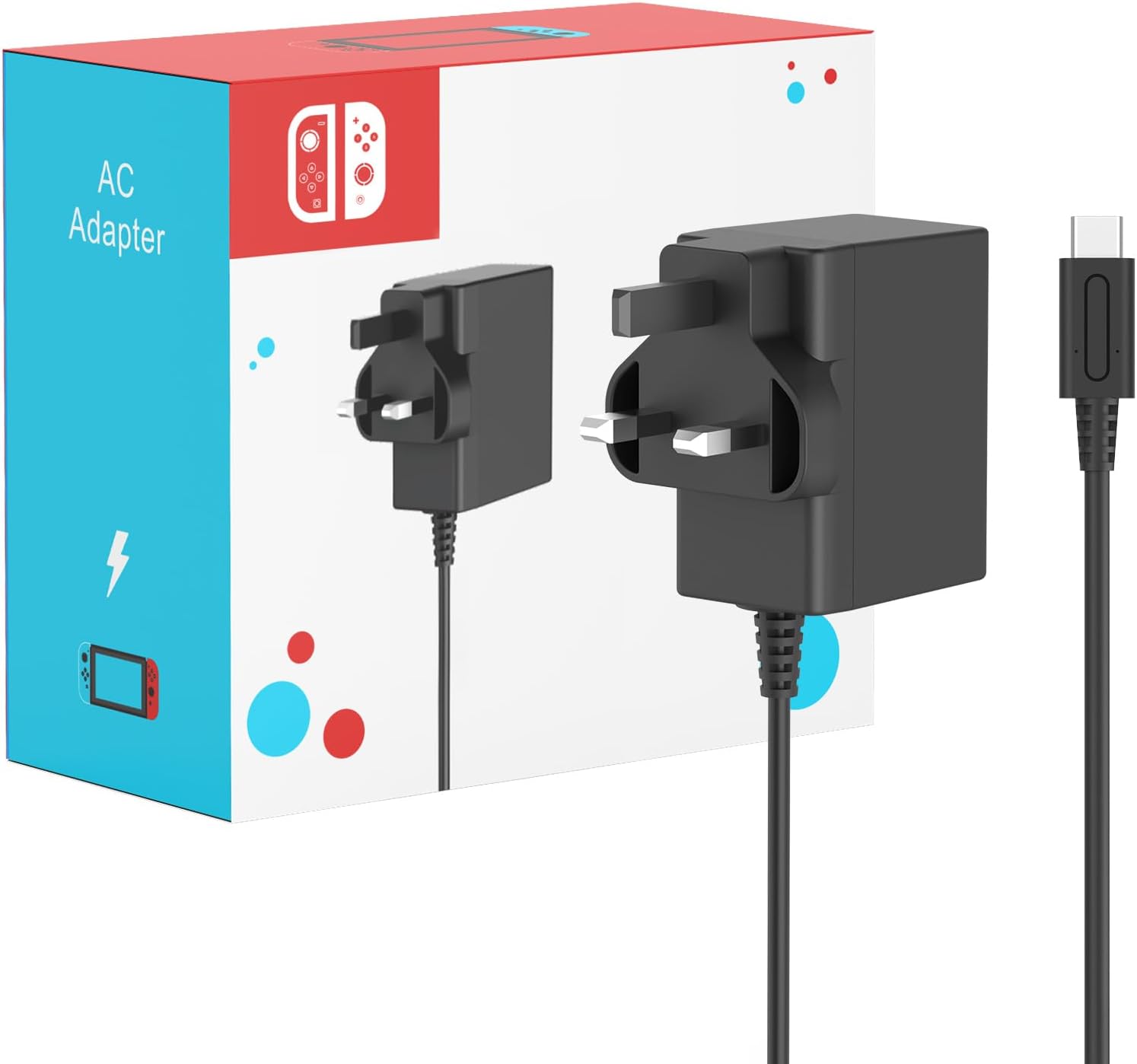 Charger for Nintendo Switch, 45W Fast Charging AC Adapter Power Supply With 5FT USB C Cable for Switch Lite/OLED/Deck Dock/Pro Controller, Support TV Mode