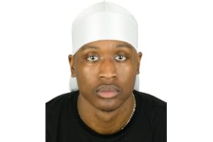 Roman-T Silky Satin Durag - Stylish & Comfortable Durags - Long & Wide Tails - White