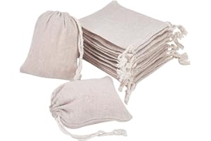 PH PandaHall 30 pcs 9x8cm Rectangle Cotton Packing Pouches Drawstring Bags Jewellery Pouches Bags Drawstring Bags Gift Bags, Floral White