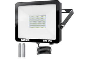 UDIYO 50W LED Floodlight Outdoor, 5000 Lumen LED Security Lights Super Bright, Waterproof IP66, Flood Lights Wall Light Spotlight for Garden, Yard, Daylight White 6000K