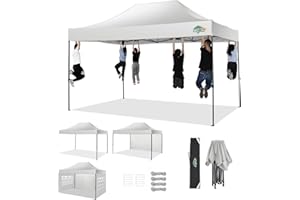 COBIZI 3x4.5m Pop up Gazebo Heavy Duty Gazebo, Easy up Marquee, UV-Resistant, Waterproof, Height Adjustable Event Tent for Garden, Parties and Commercial Use, with 3 Sides and Carry Bag