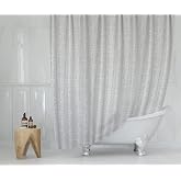 Tropikhome Mermer Desen Banyo Perdesi - Beyaz &Ccedil;izgili Duş Perdesi, 180x200 cm Tek Kanat Banyo Duş Perdesi - L&uuml;x K&uuml;vet Perdesi