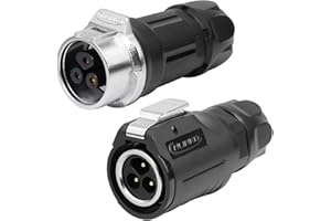 CNLINKO LP-16 Connecteur Étanche à 3 Broches avec Design à Vis, IP68 Fiche Circulaire Aviation, Paire de Fiches Mâle et Femelle M16 (LP16 3-Pin avec Filetage)