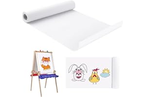 UKOFEW Rollo de Papel de Dibujo Blanco, Rollo de Papel de Arte, para Niños, Artistas, Bosquejo, Pintura de Proyecto de Artesanía (30 cm x 15M)
