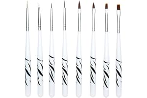 RTINLE Gel Brush for Nails, 8 Pieces Acrylic Brush for Nails, Professional Nail Art Liner Brushes, Gel Nail Brush for Nails, Painting, Drawing Tools